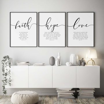 Faith Hope Love Scripture Set, Printable Artwork