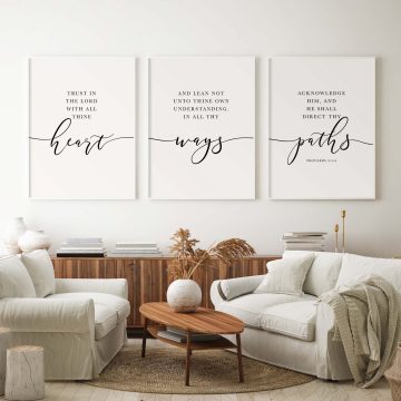 Trust In The Lord With All Thine Heart, Proverbs 3:5-6, Printable Artwork