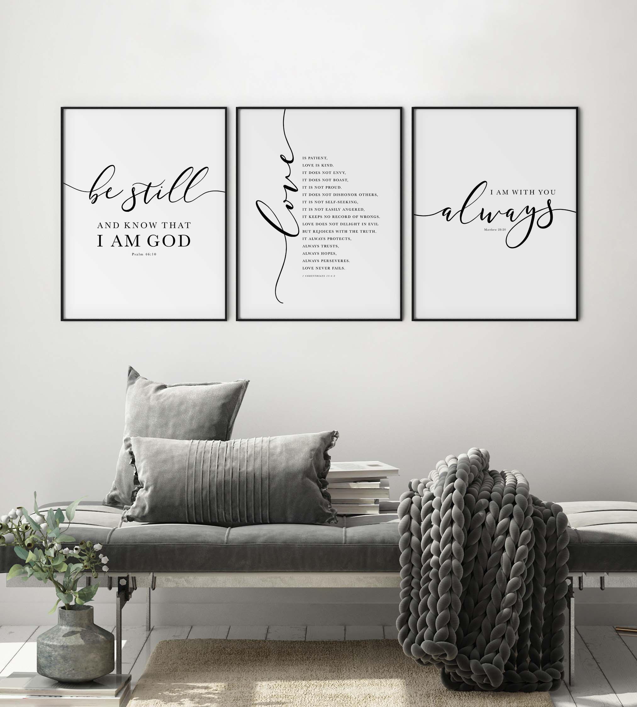 Scripture Set, Psalm 46, 1 corinthians 13, Matthew 28, Printable Artwork - Image 2
