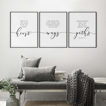 Trust In The Lord With All Thine Heart, Proverbs 3:5-6, Printable Artwork