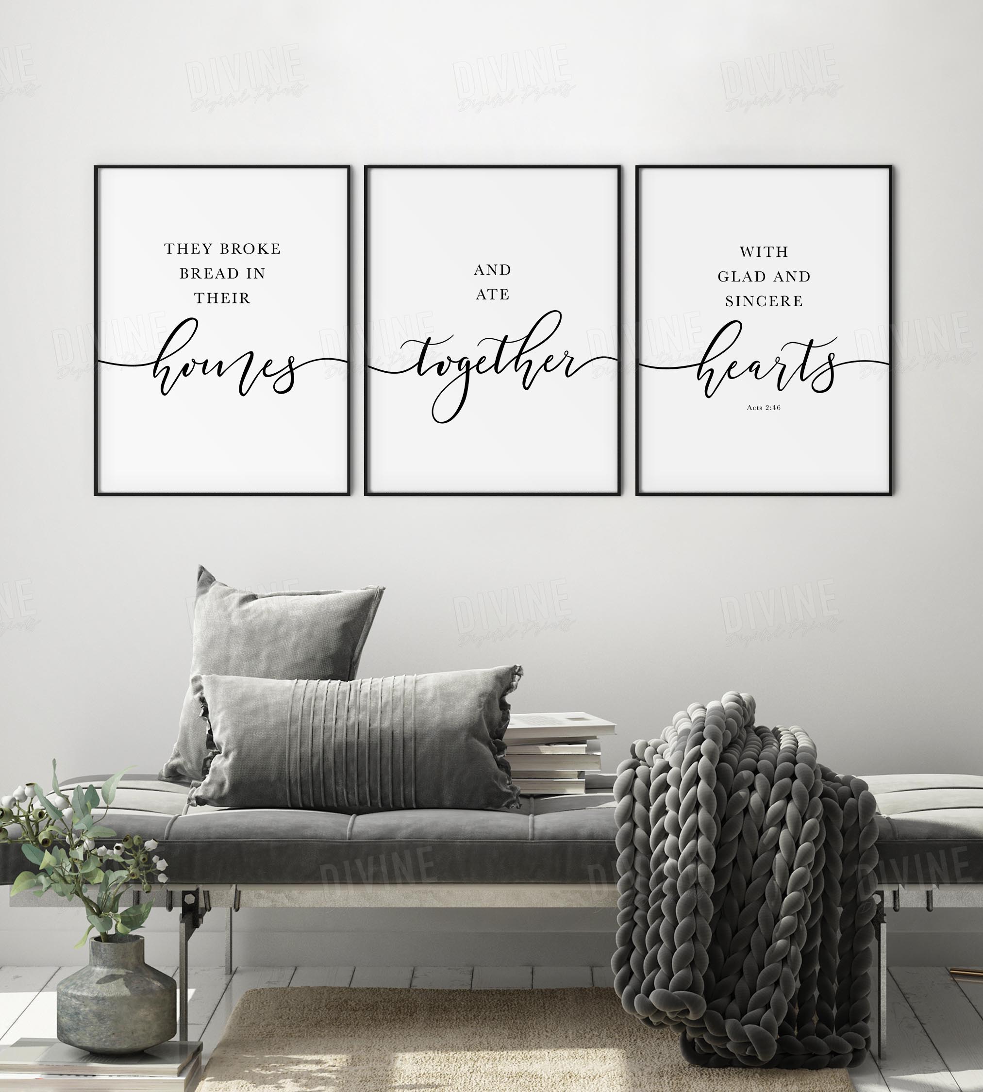 The Broke Bread Together In Their Homes, Acts 2:46, Printable Artwork - Image 2