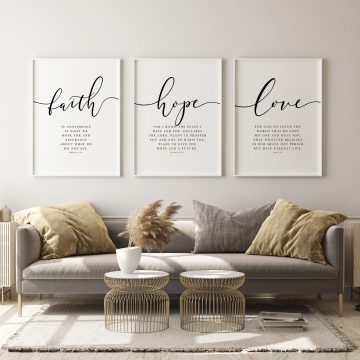 Faith Hope Love Scripture Set, Printable Artwork