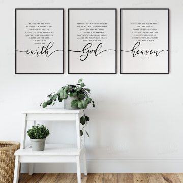 Blessed Are The Poor In Spirit For Theirs Is The Kingdom Of Heaven, Matthew 5:3-10, Printable Artwork