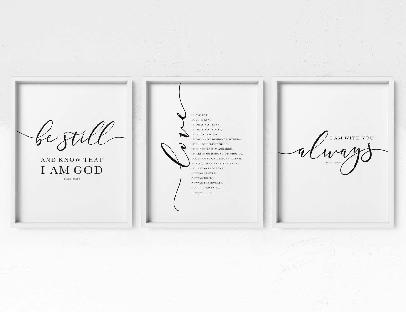 Scripture Set, Psalm 46, 1 corinthians 13, Matthew 28, Printable Artwork - Image 6