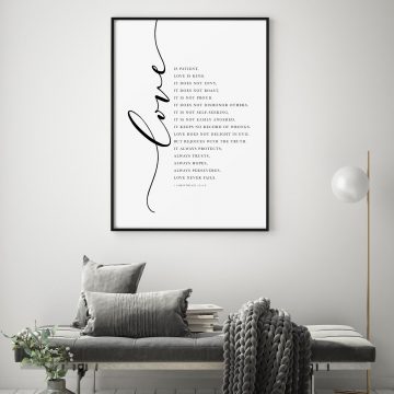 Love Is Patient, Love Is Kind, Love Does Not Envy, 1 Corinthians 13:4-8, Printable Artwork