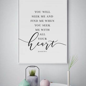 You Will Seek Me And Find Me, Jeremiah 29:13, Printable Artwork