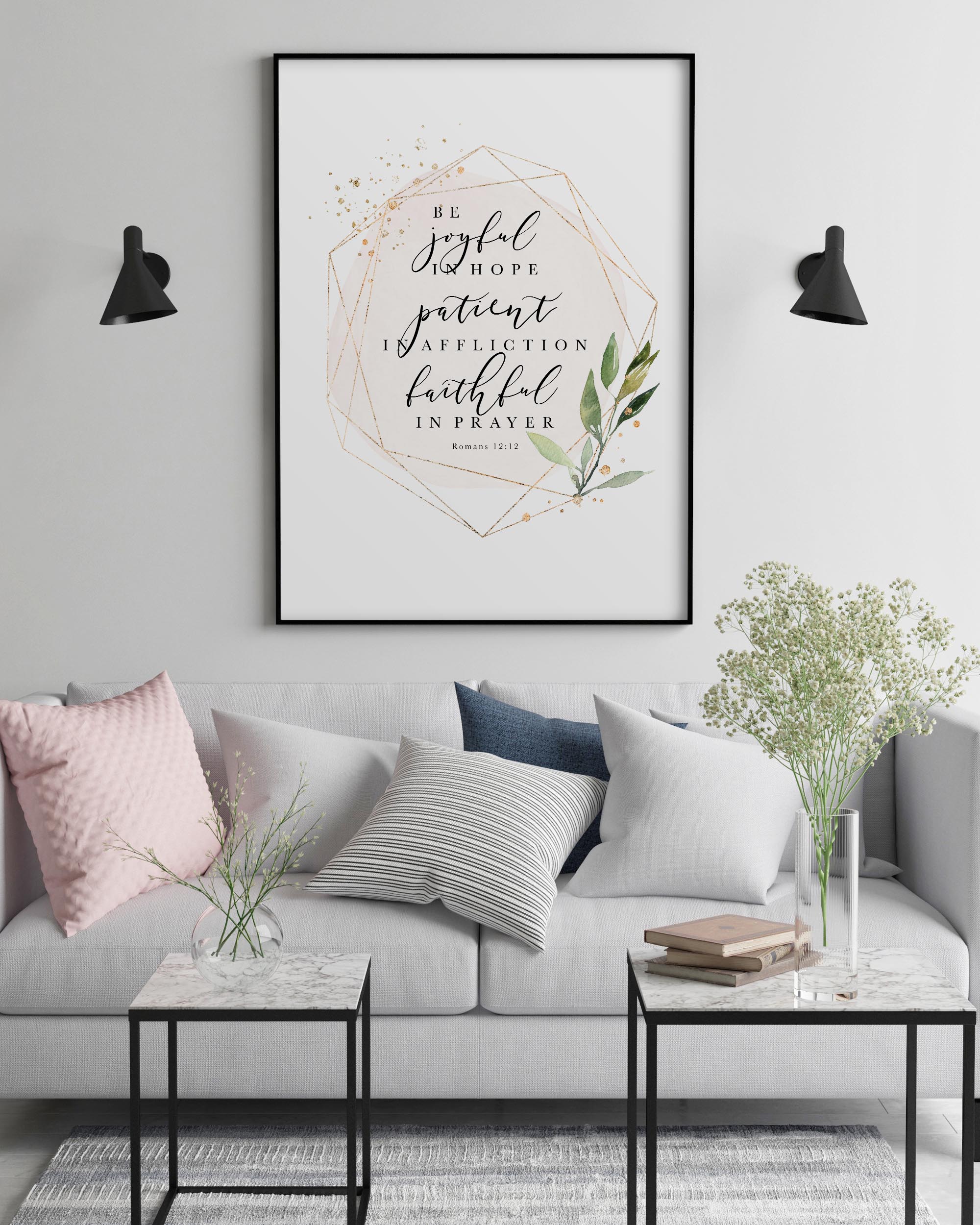 Be Joyful In Hope, Patient In Affliction, Romans 12:12, Printable Artwork - Image 2