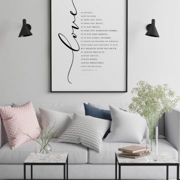 Love Is Patient, Love Is Kind, Love Does Not Envy, 1 Corinthians 13:4-8, Printable Artwork