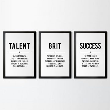 Talent Grit Success Definition Set of 3 Printable Artwork