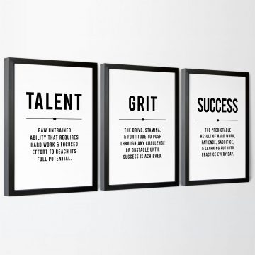 Talent Grit Success Definition Set of 3 Printable Artwork