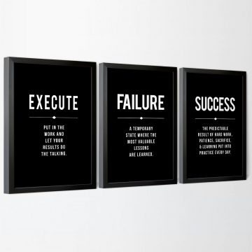 Execute Failure Success Definition Set of 3 Printable Artwork