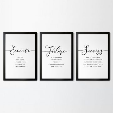 Execute Failure Success Definition Set of 3 Printable Artwork