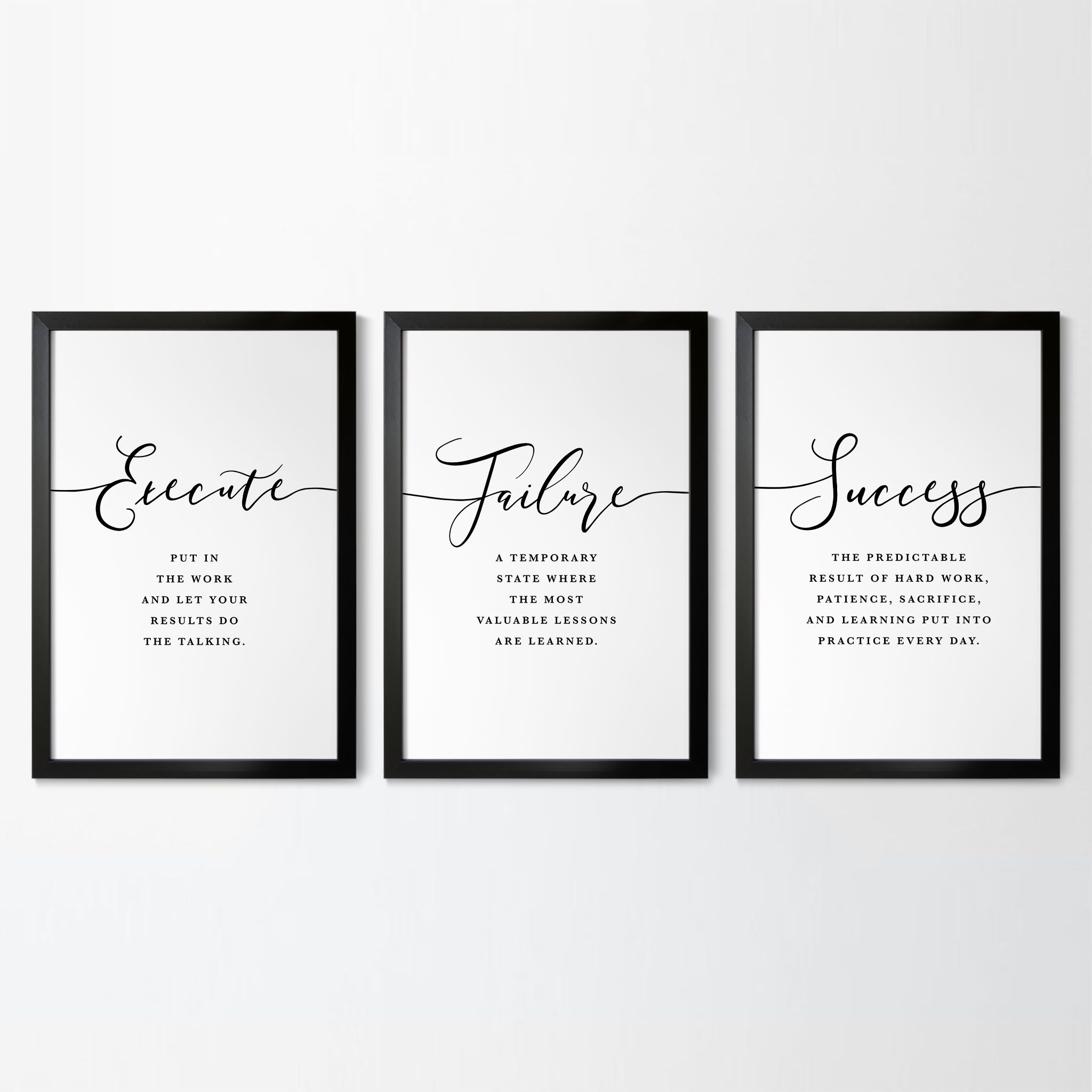 Execute Failure Success Definition Set of 3 Printable Artwork