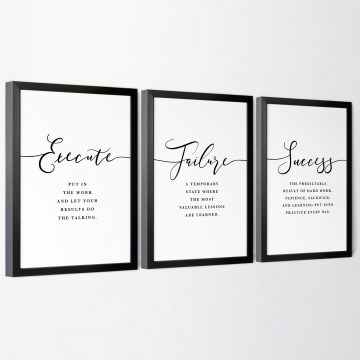 Execute Failure Success Definition Set of 3 Printable Artwork