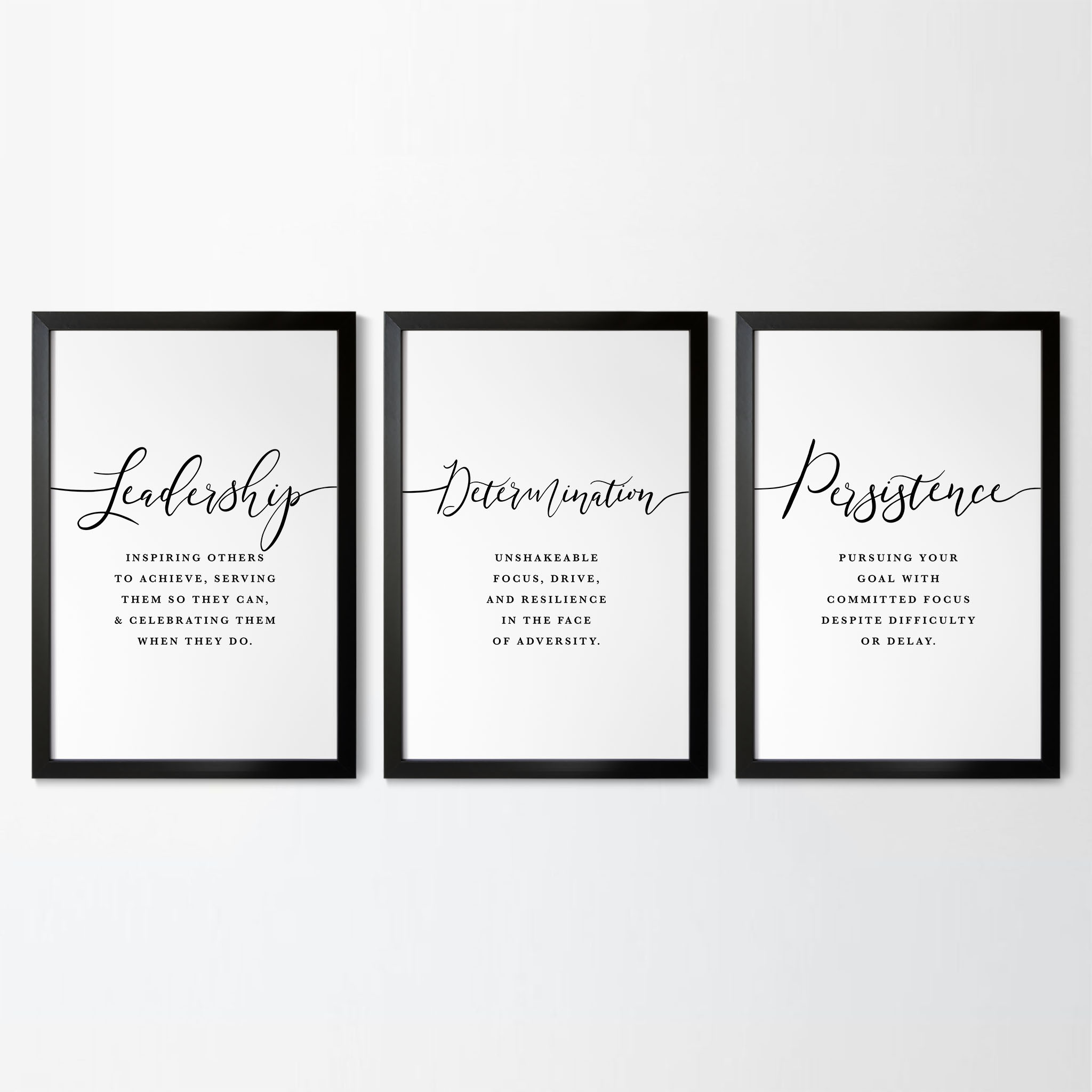 Leadership Determination Persistence Definition Set of 3 Printable Artwork
