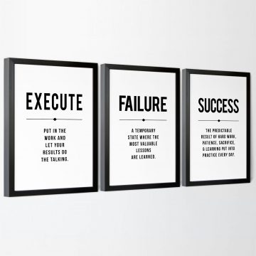 Execute Failure Success Definition Set of 3 Printable Artwork