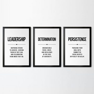 Leadership Determination Persistence Definition Set of 3 Printable Artwork