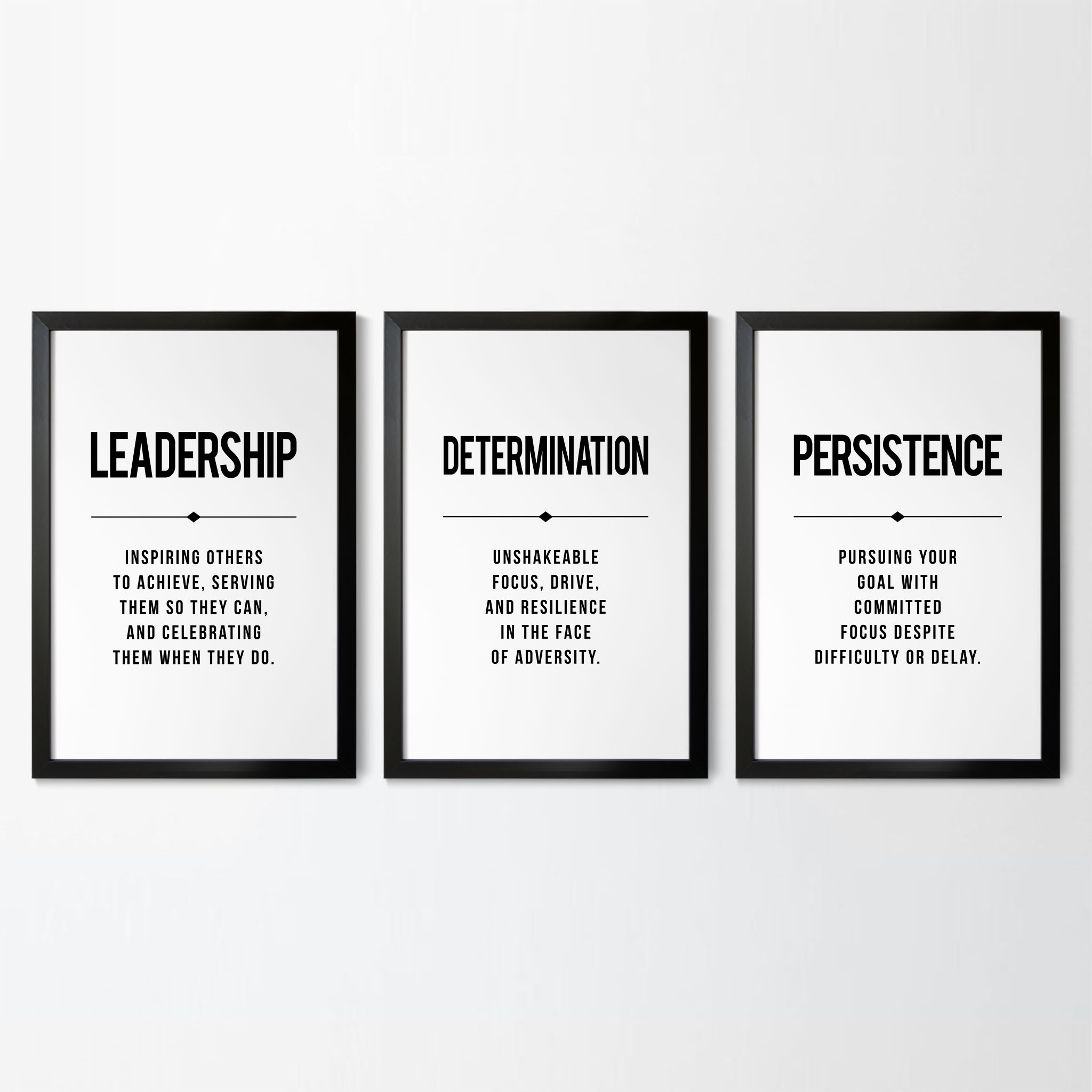 Leadership Determination Persistence Definition Set of 3 Printable Artwork
