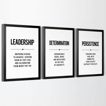 Leadership Determination Persistence Definition Set of 3 Printable Artwork