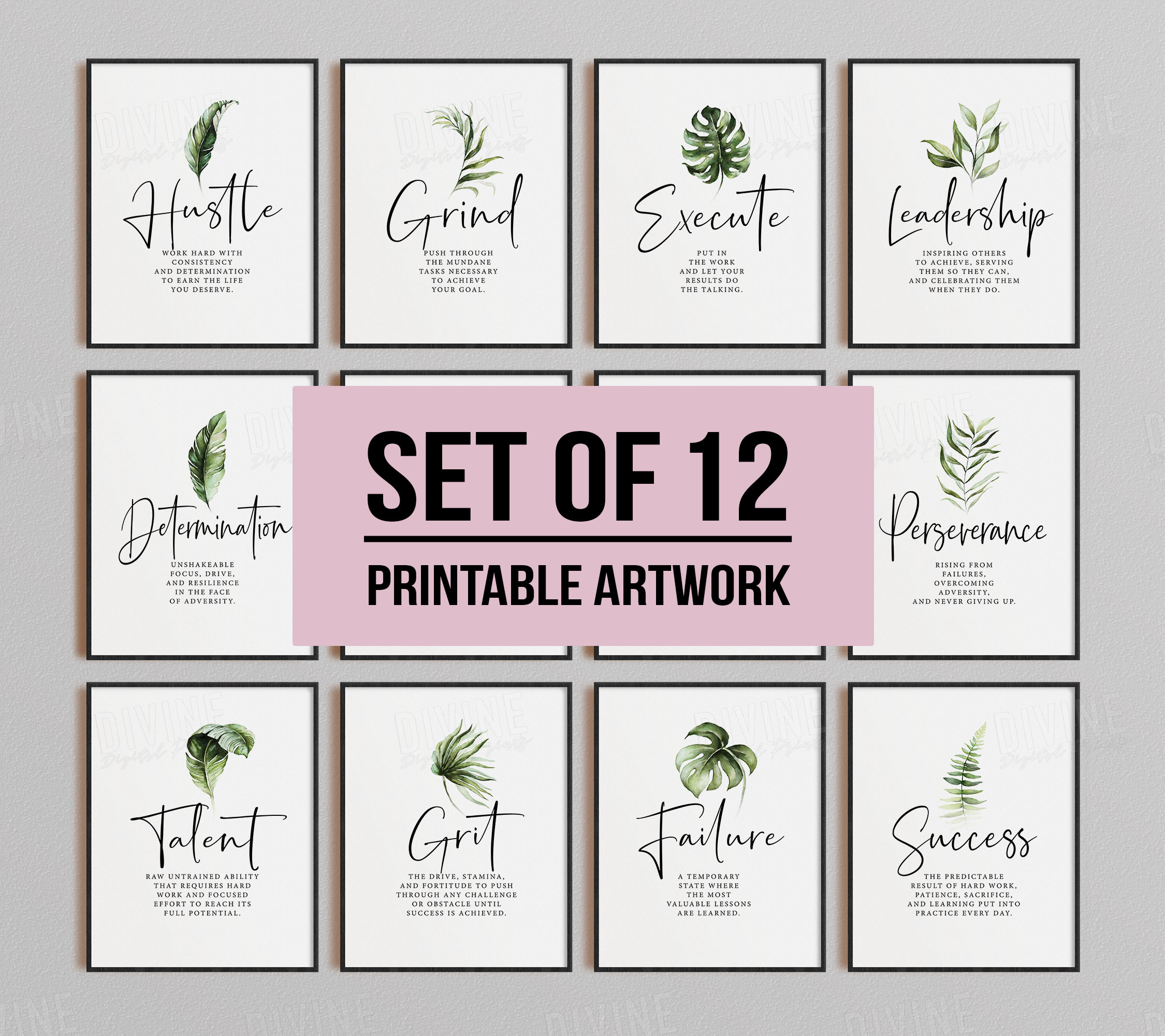 Set of 12 Definition Printable Artwork