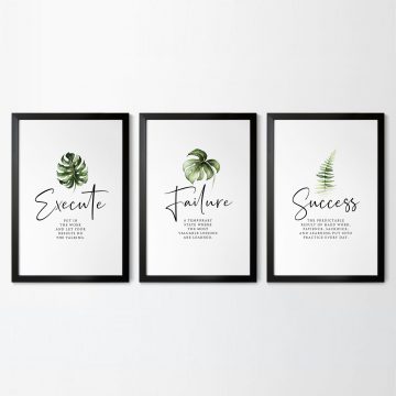 Execute Failure Success Definition Set of 3 Printable Artwork