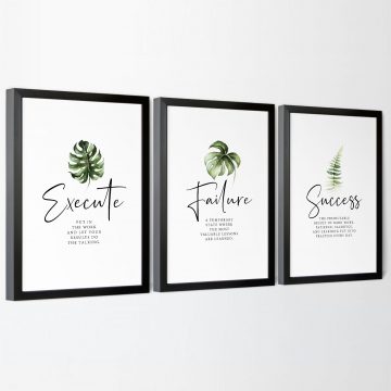 Execute Failure Success Definition Set of 3 Printable Artwork