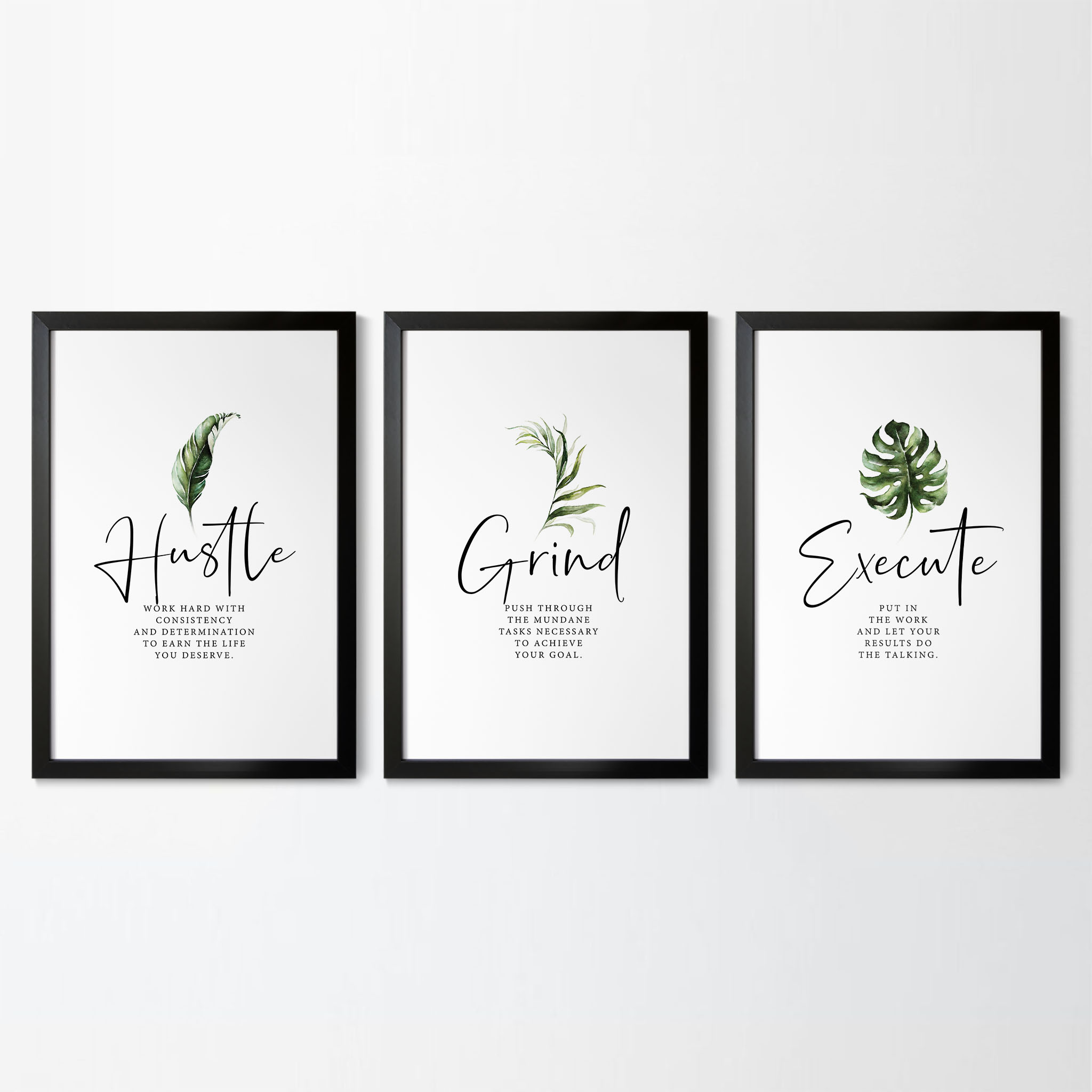 Hustle Grind Execute Definition Set of 3 Printable Artwork