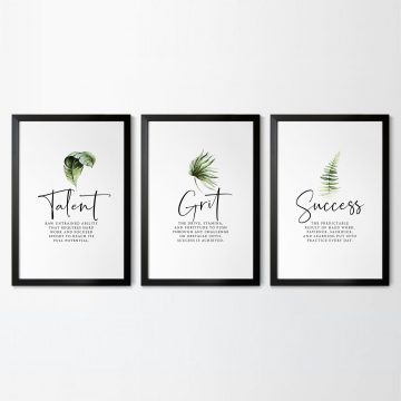 Talent Grit Success Definition Set of 3 Printable Artwork