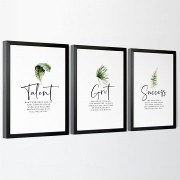 Talent Grit Success Definition Set of 3 Printable Artwork