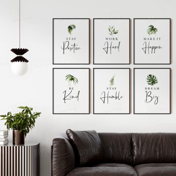 Stay Positive, Work Hard, Make It Happen Set of 6 Printable Artwork