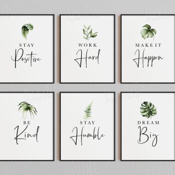 Stay Positive, Work Hard, Make It Happen Set of 6 Printable Artwork